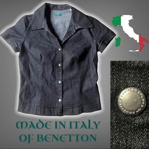 Made in Italy Of Benetton button up Jean shirt XS dark grey